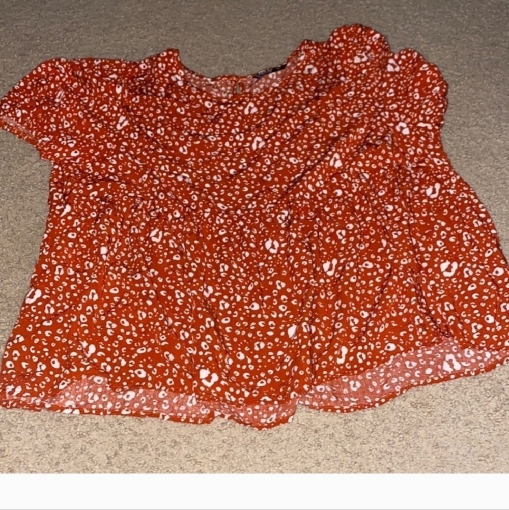 Shein Red Floral Blouse